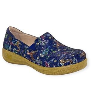 Alegria Colorful Patterned Blue Mules